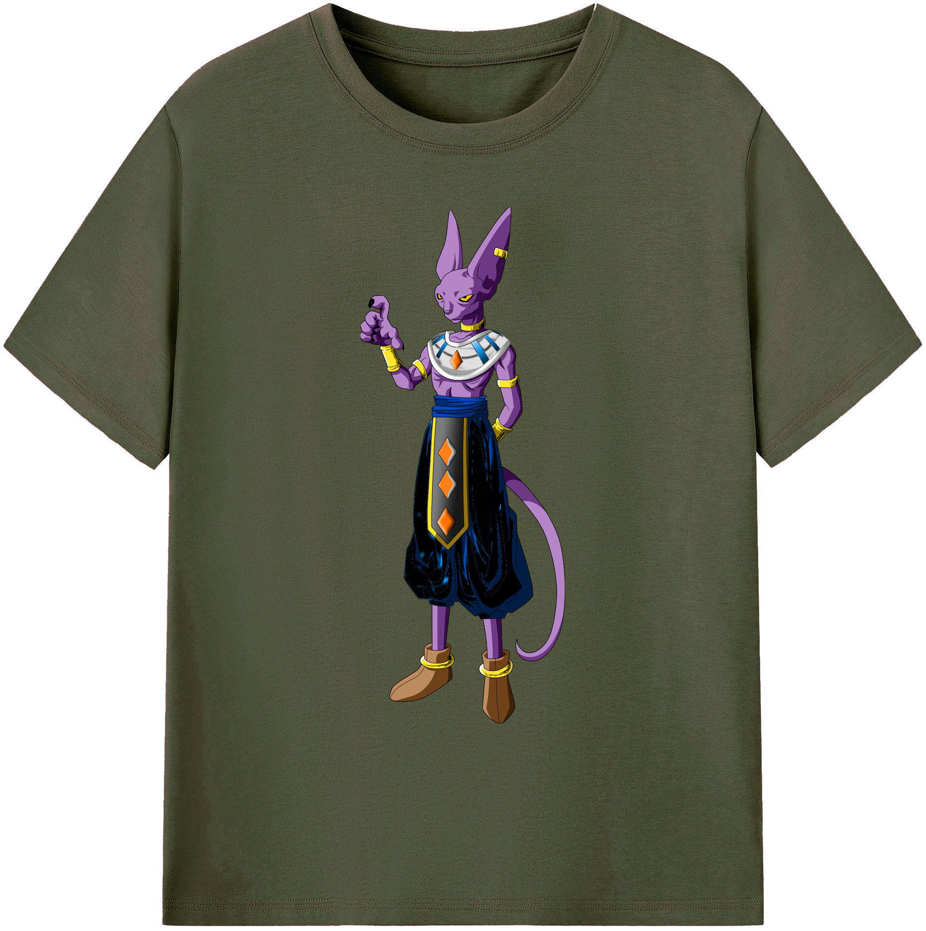 （画像用） ドラゴンボール ビルス 破壊神ビルス DRAGON BALL Beerus Birusu 綿100％ メンズ半袖Tシャツ｜肌触りやわらか＆通気性